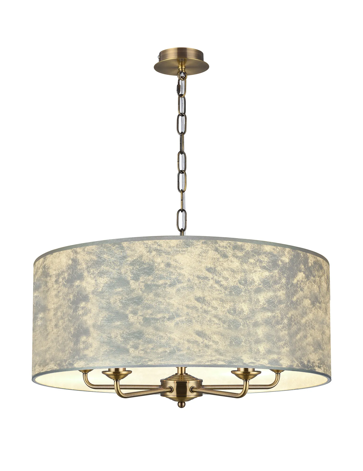 DK0669  Banyan 60cm 5 Light Pendant Antique Brass; Silver Leaf